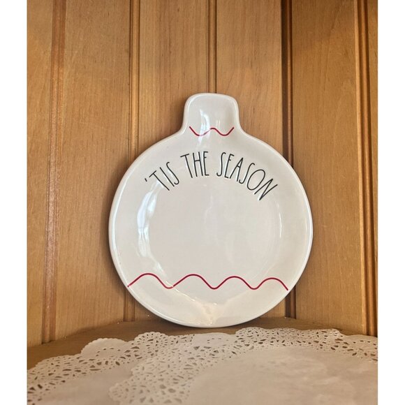 Rae Dunn Artisan Collection Tis The Season Ornament Shaped Ceramic Dish - Picture 1 of 4
